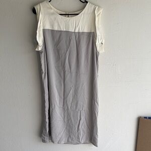 Armani Collezioni Gray and Cream Midi Dress